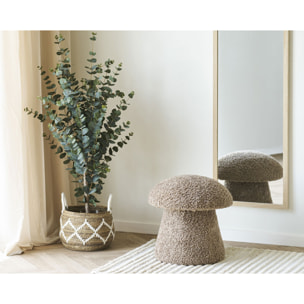 Enna - Pouf rotondo in pelliccia sintetica marrone ø45x45 cm