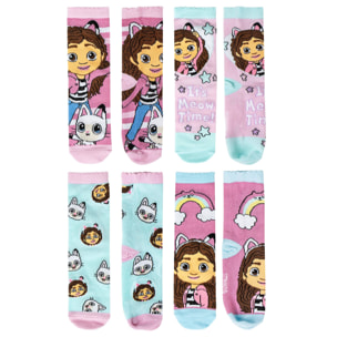 Pack de 4 calcetines infantiles diseño gabby's dollhouse