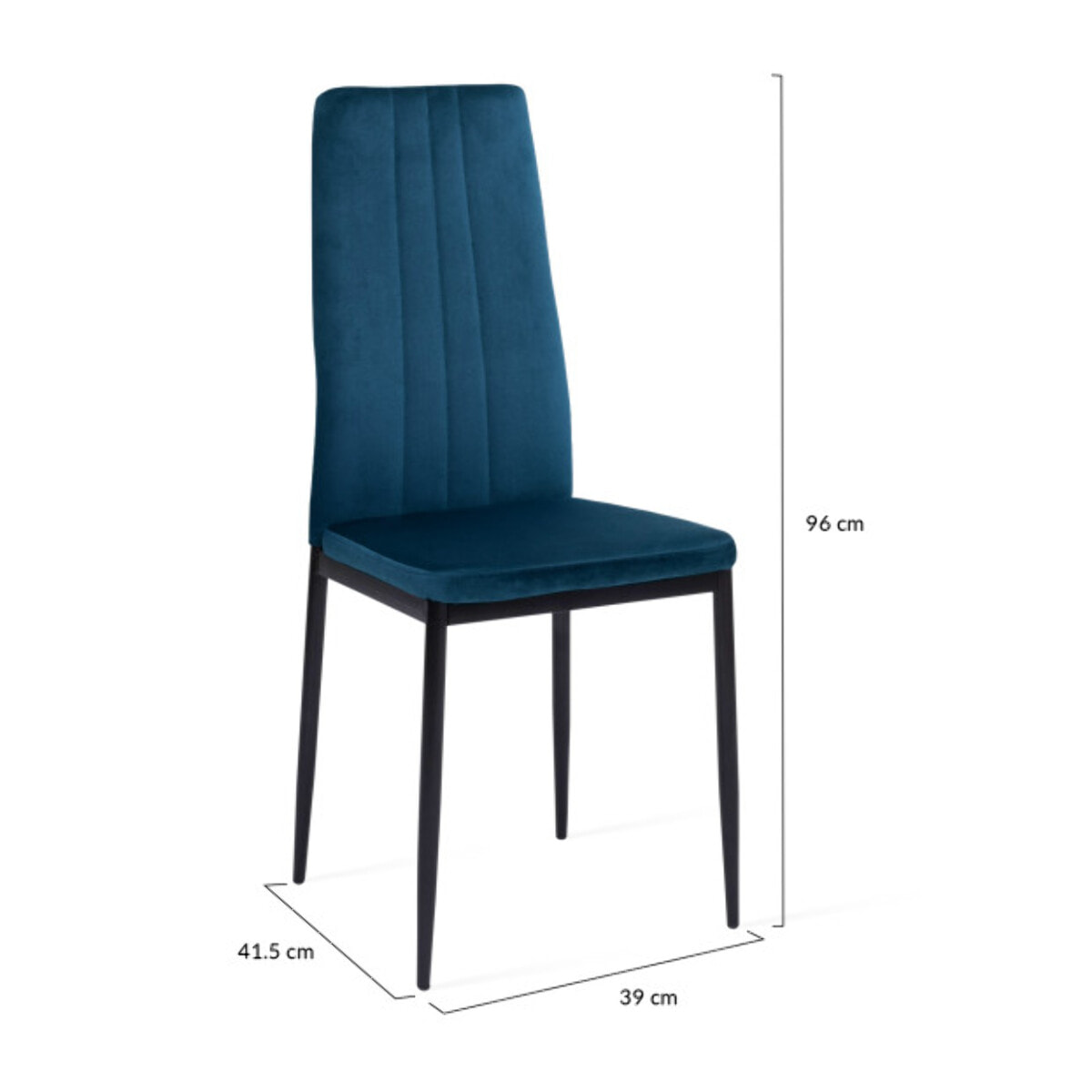 Chaises Jade en velours et pieds noirs - Bleu