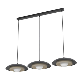 Lampada a sospensione SKIN con struttura in acciaio moka e nero