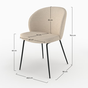 Chaise en tissu bouclé beige et pieds en métal - Groom