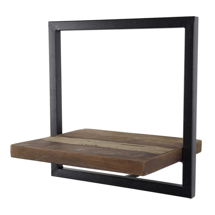 SIXTINE - Étagère murale 'S' 1 plateau teck recyclé marron structure métal noir