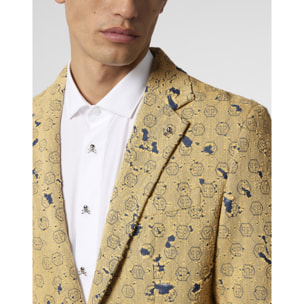 PHILIPP PLEIN Destroyed Denim Jacquard Blazer Monogram