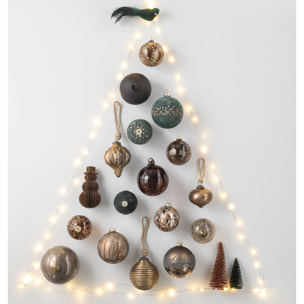 J-Line décoration Sapin De Noël Paillettes - plastique - bordeaux - boîte de 4