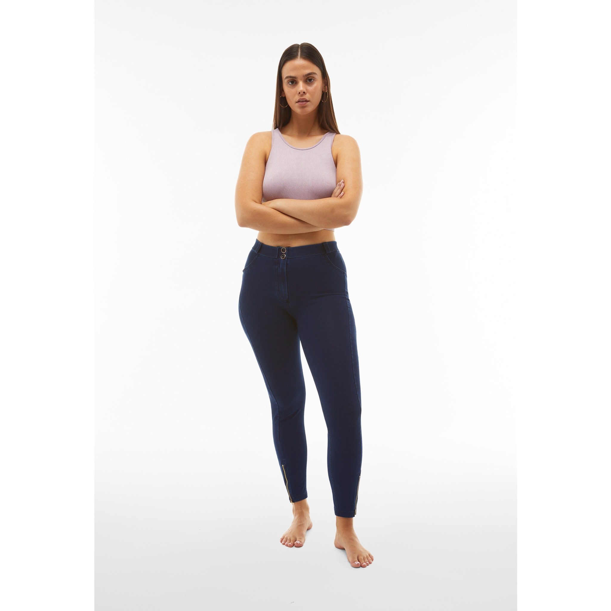 Jeggings push up WR.UP® vita alta 7/8 con zip sul fondo