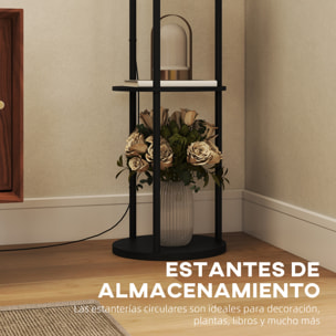 Lámpara de Pie con Estantes, Lámpara con 3 Temperaturas de Color, Control Remoto, para Salón, Dormitorio, Oficina, Negro