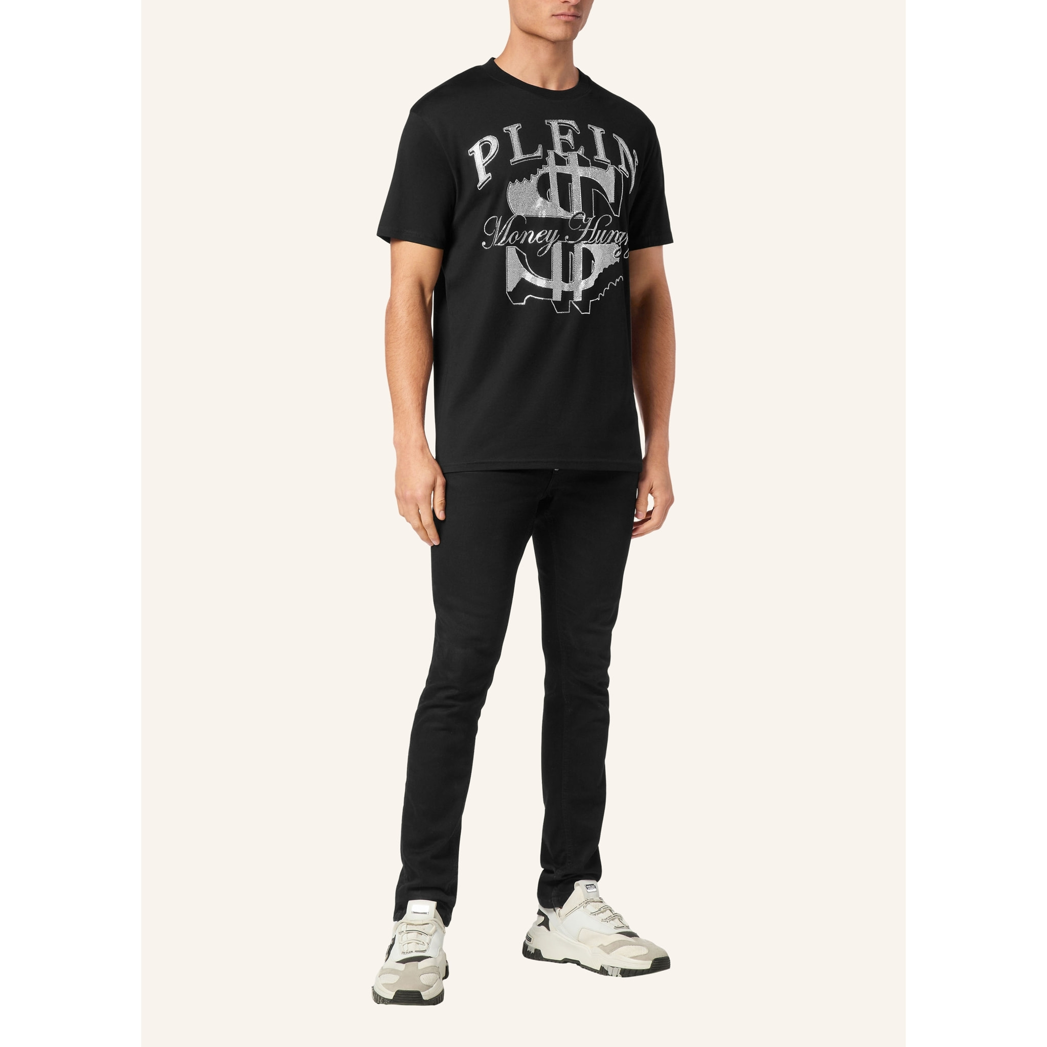 PHILIPP PLEIN Camiseta de cuello redondo y manga corta MONEY