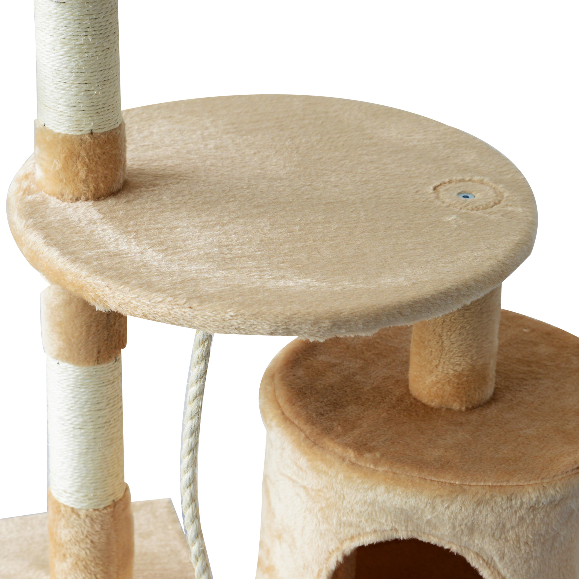 Arbre à chats multi-équipements griffoirs grattoirs plateformes niche corde jouets 40L x 40l x 114H cm beige