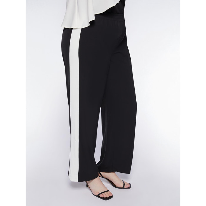 Fiorella Rubino - Pantalones wide leg con banda lateral - Negro