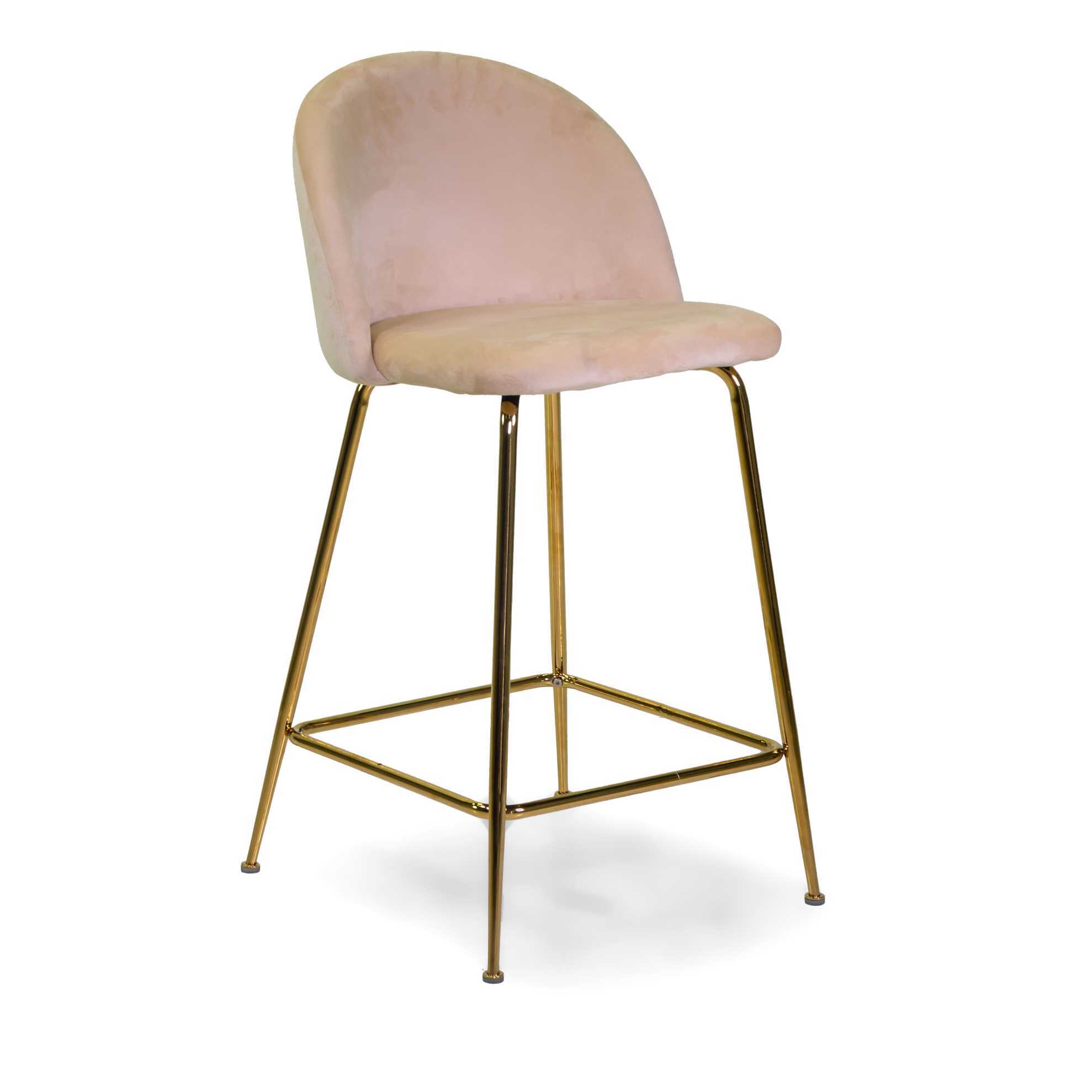 Sgabello Sammi Vacchetti in velluto crema con struttura oro cm44x48h91