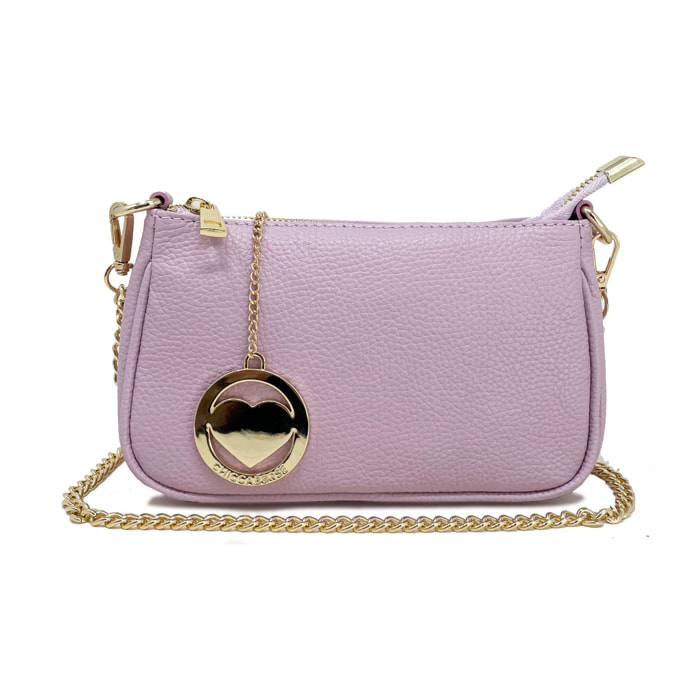 Chicca Borse - Tracollina Clutch Donna in Vera Pelle - Colore Lilla