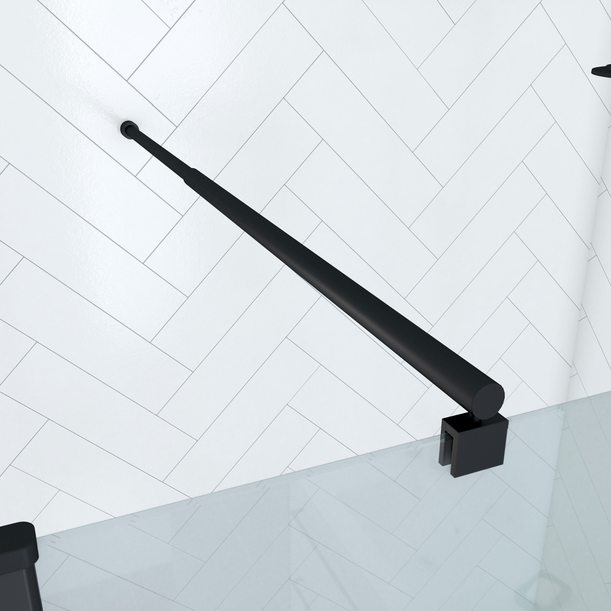Paroi de Douche 80x200cm Verre Transparent - Barre de Fixation Extensible et Profil Noir