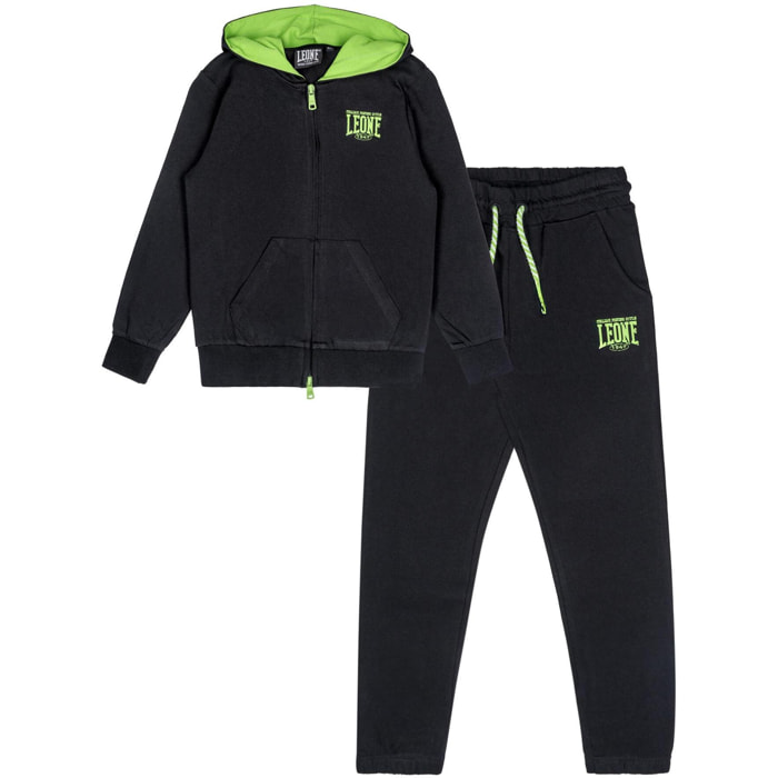 Tuta da bambino in cotone non garzato con cappuccio e zip Leone Boxing