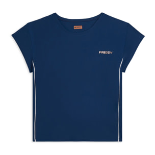 T-shirt tecnica con maniche ad aletta e profili a contrasto