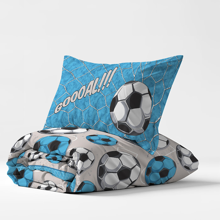 Parure copripiumino calcio azzurro 100% cotone