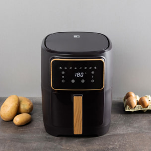Freidora de aire de 1800W y 6,9L con 8 programas de cocción, revestimiento cerámico y ajuste de temperatura CHARCOAL Bergner