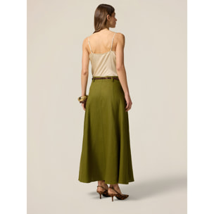 Oltre - Gonna svasata in lino - Verde
