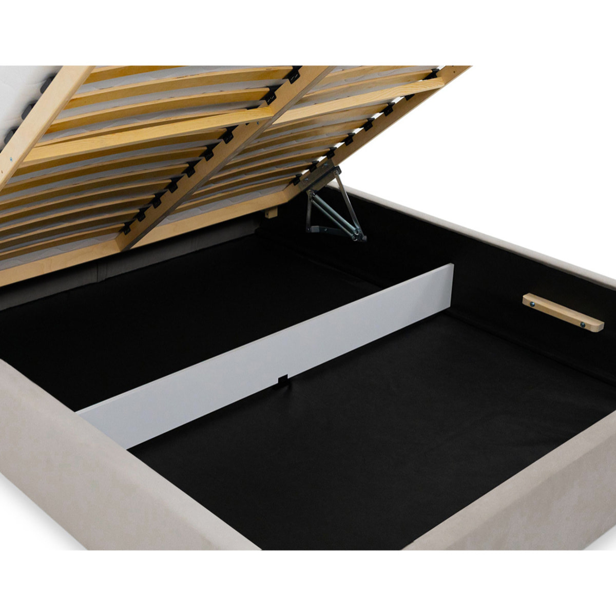 John - lit coffre - 140x200 cm - en velours - sommier inclus - Taupe