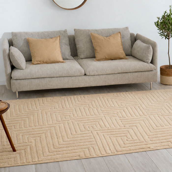 HARMONIE - Tapis de salon beige à motif artistique en relief