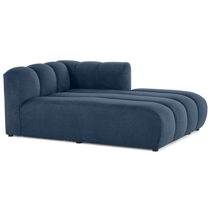 Debbie - module d'assise méridienne droit en tissu texturé - Bleu