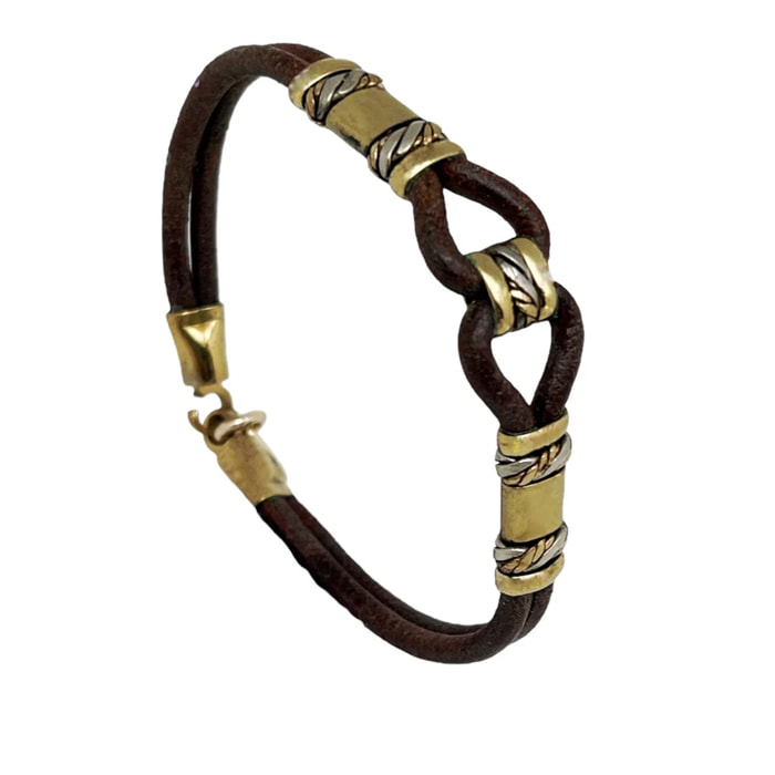 Pulsera cuero y latón enlazado artesanal áºnicas