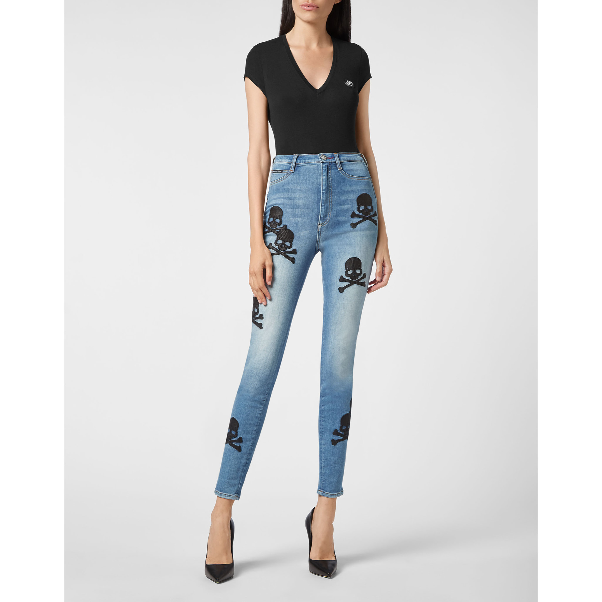 PHILIPP PLEIN Super High Waist Jegging SKULL