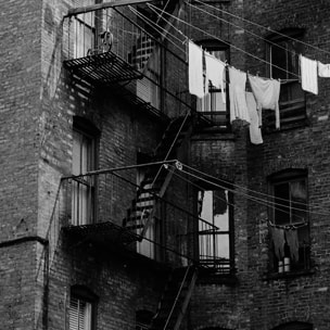 Affiche Photo ancienne New York - Vue sur cour Affiche sous cadre bois
