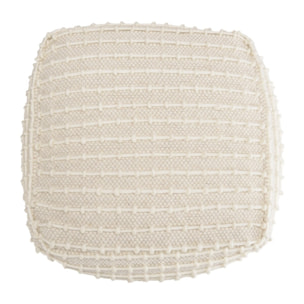SACHA - Pouf carré en laine texturée couleur ivoire