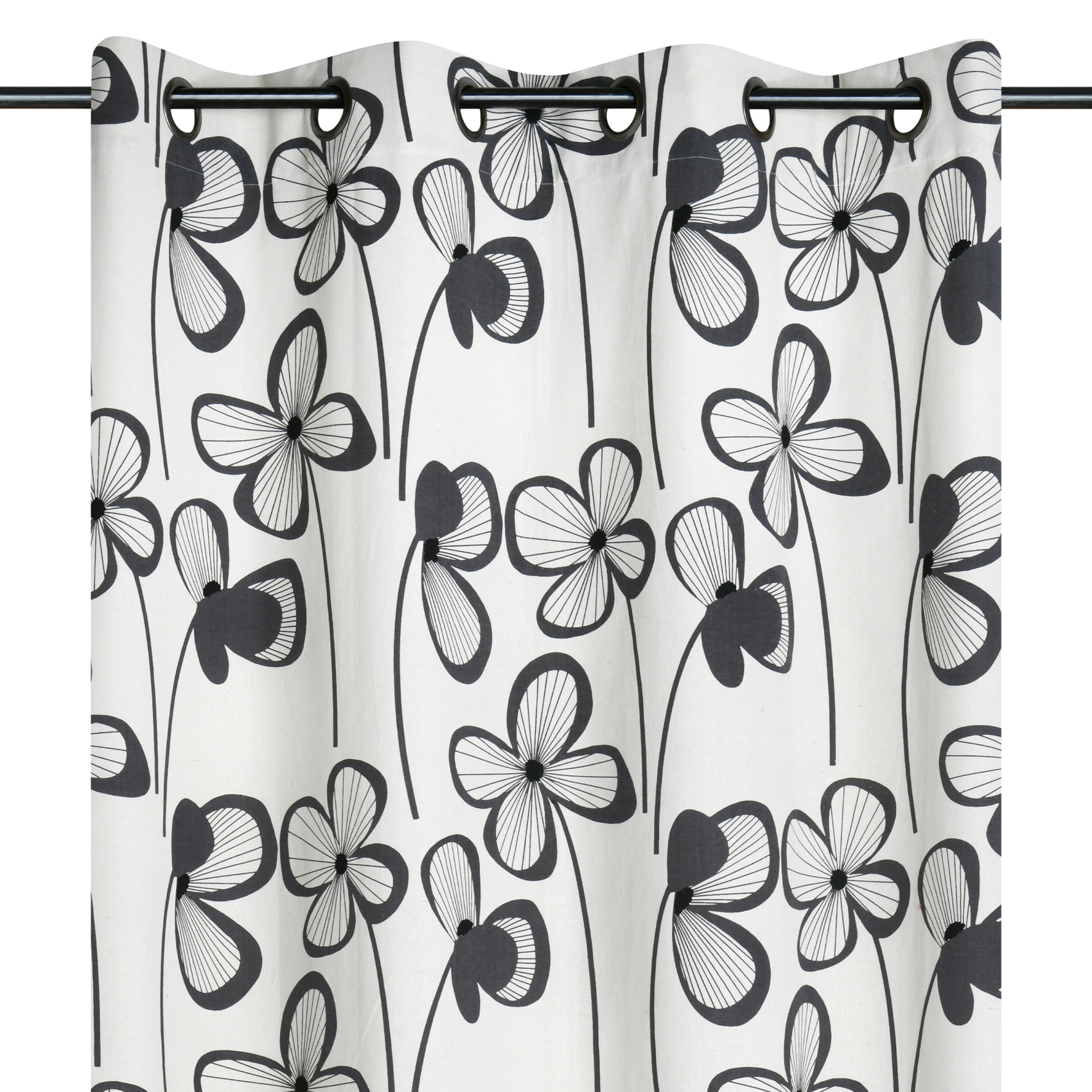 Rideau floral graphique moderne - Ardoise