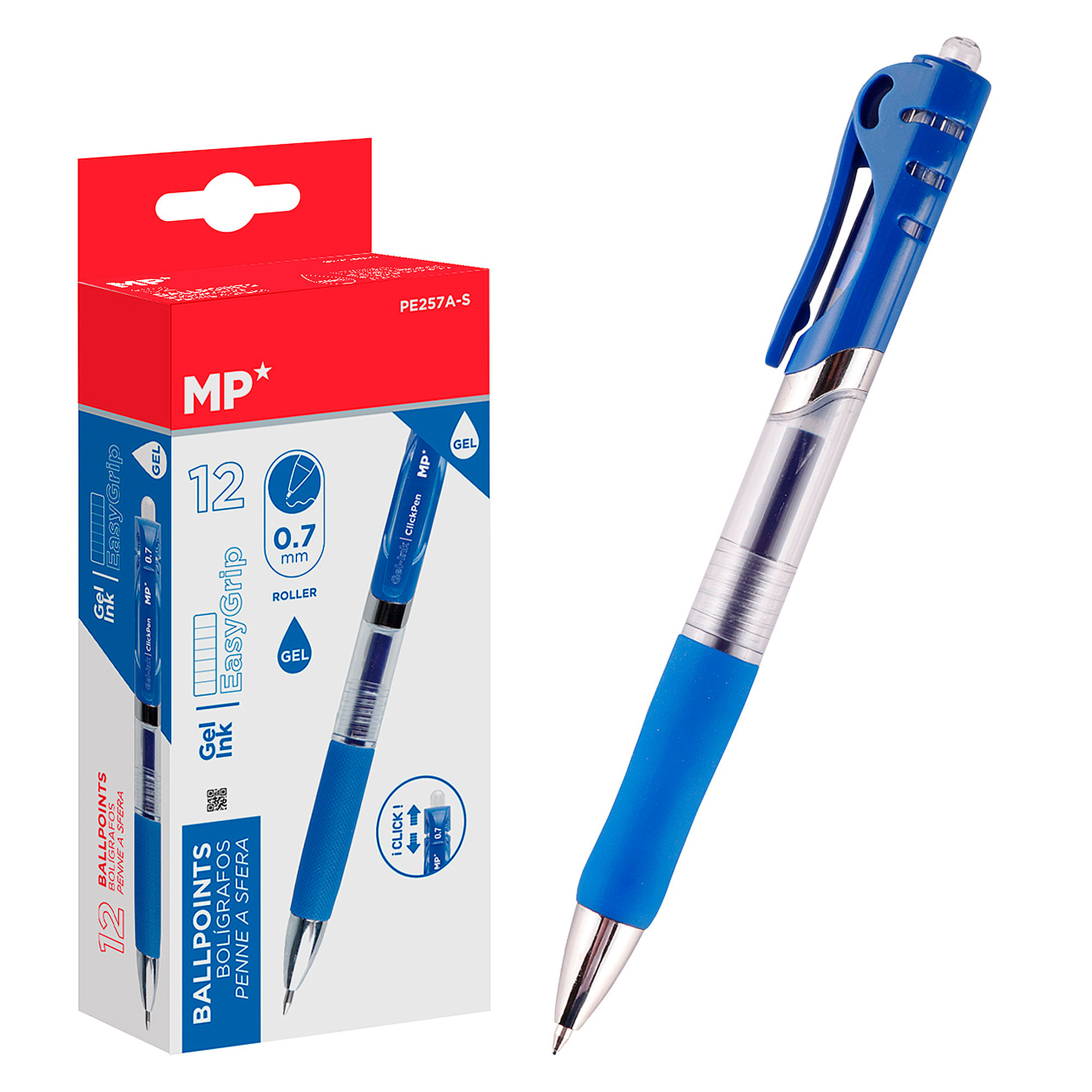 PACK 12 BOLÍGRAFOS TINTA GEL PUNTA 0.7 mm AZUL