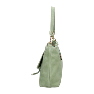 Borsa a mano da donna Made in Italy - Modello Celeste Pro - Pelle scamosciata - 30.0 x 17.0 x 9.0 cm