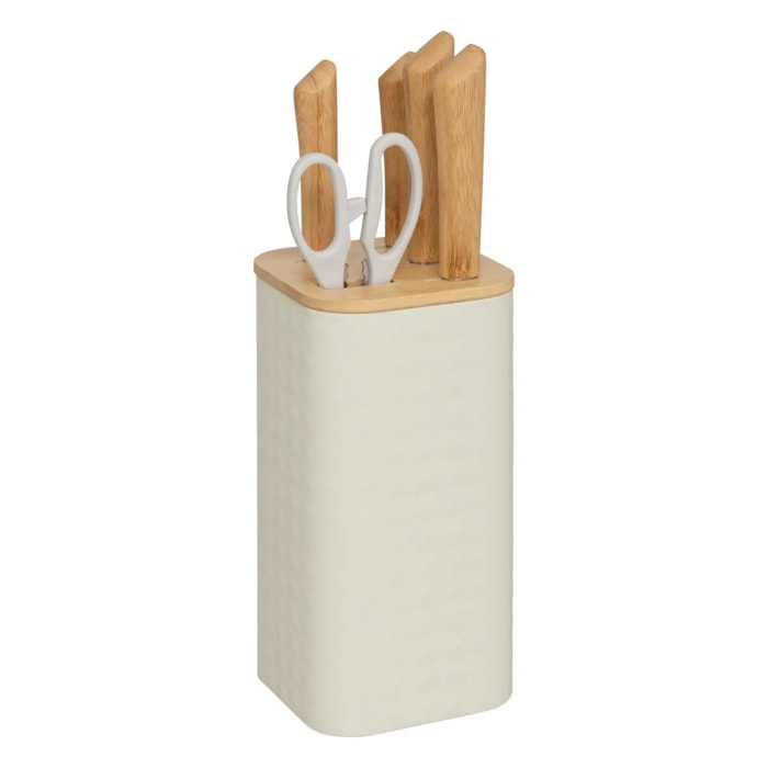 Bloc "Sensia" 4 couteaux et ciseaux manches en bambou
