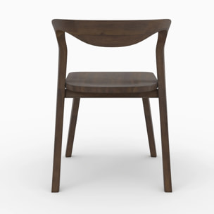 Chaise en bois d'hévéa foncé, dossier courbé - Vega