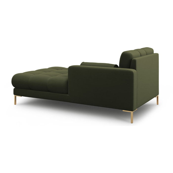Méridienne droite "Bali" en tissu structurel vert