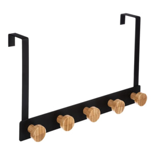 Patère 5 têtes métal et bambou noir