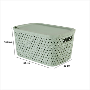 Panier "Tressy" en plastique sauge 6,7L