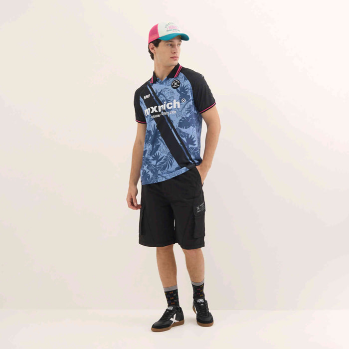 Polo Técnico Retro Estampado Tropical y Gráficos Urbanos STREETWEAR POLO COLE BLUE