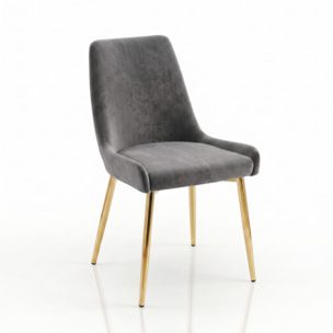 Sedia Imbottita in Effetto Velluto con Gambe Oro, Design Moderno ed Elegante per Sala da Pranzo, Cucina, Soggiorno, Studio e Ufficio