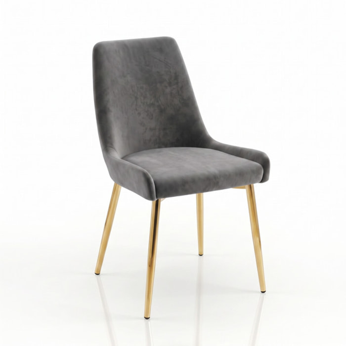Sedia Imbottita in Effetto Velluto con Gambe Oro, Design Moderno ed Elegante per Sala da Pranzo, Cucina, Soggiorno, Studio e Ufficio