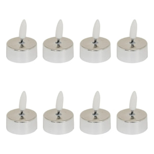 Lot de 8 bougies LED chauffe-plats D.5,5cm métal argent