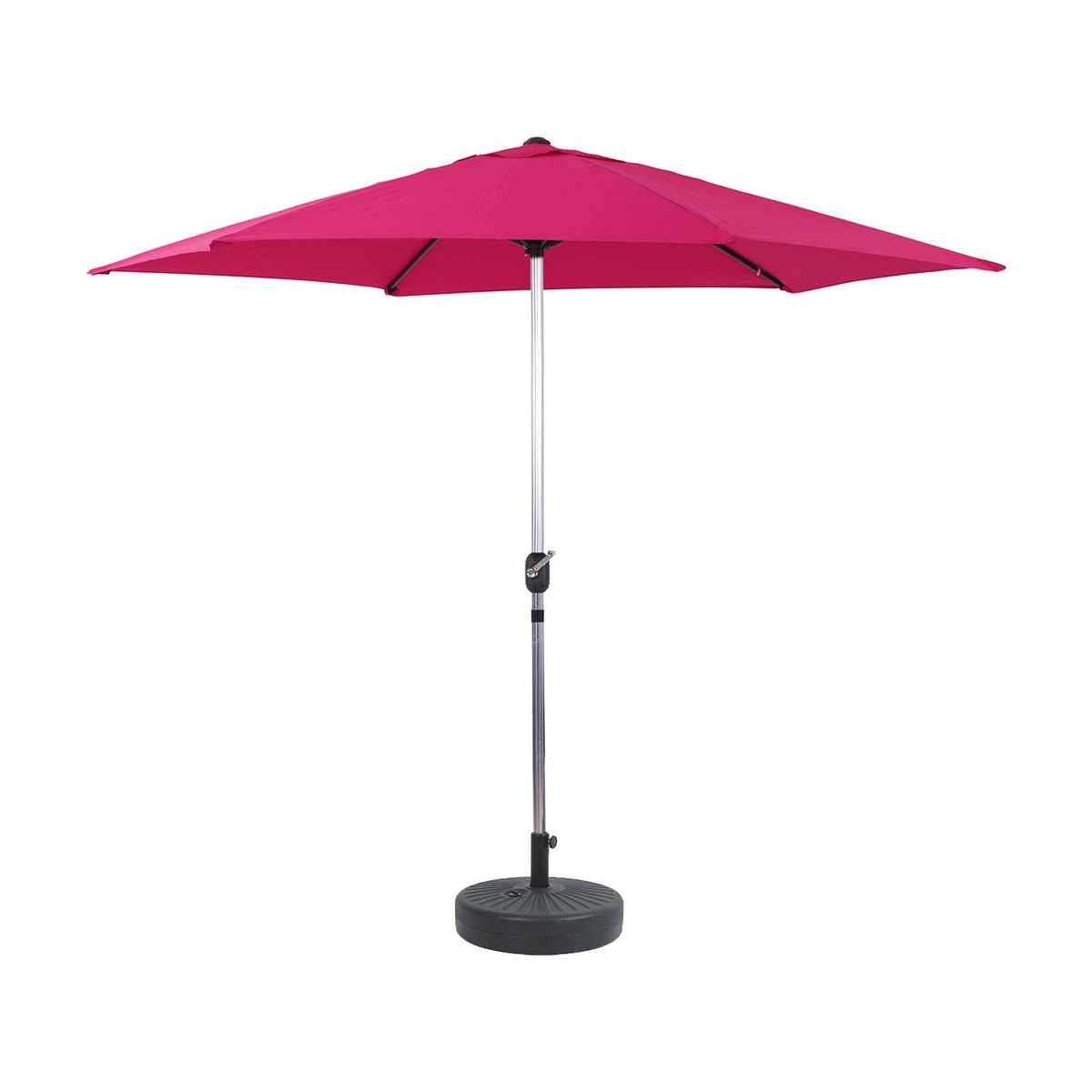 Parasol jardin droit Alu "Sol" - Rond - Ø 3m - Rose - Avec pied à lester