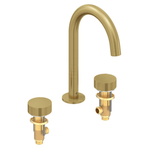 Pack mitigeur lavabo 3 trous L Grands Boulevards laiton brossé avec mécanisme complet