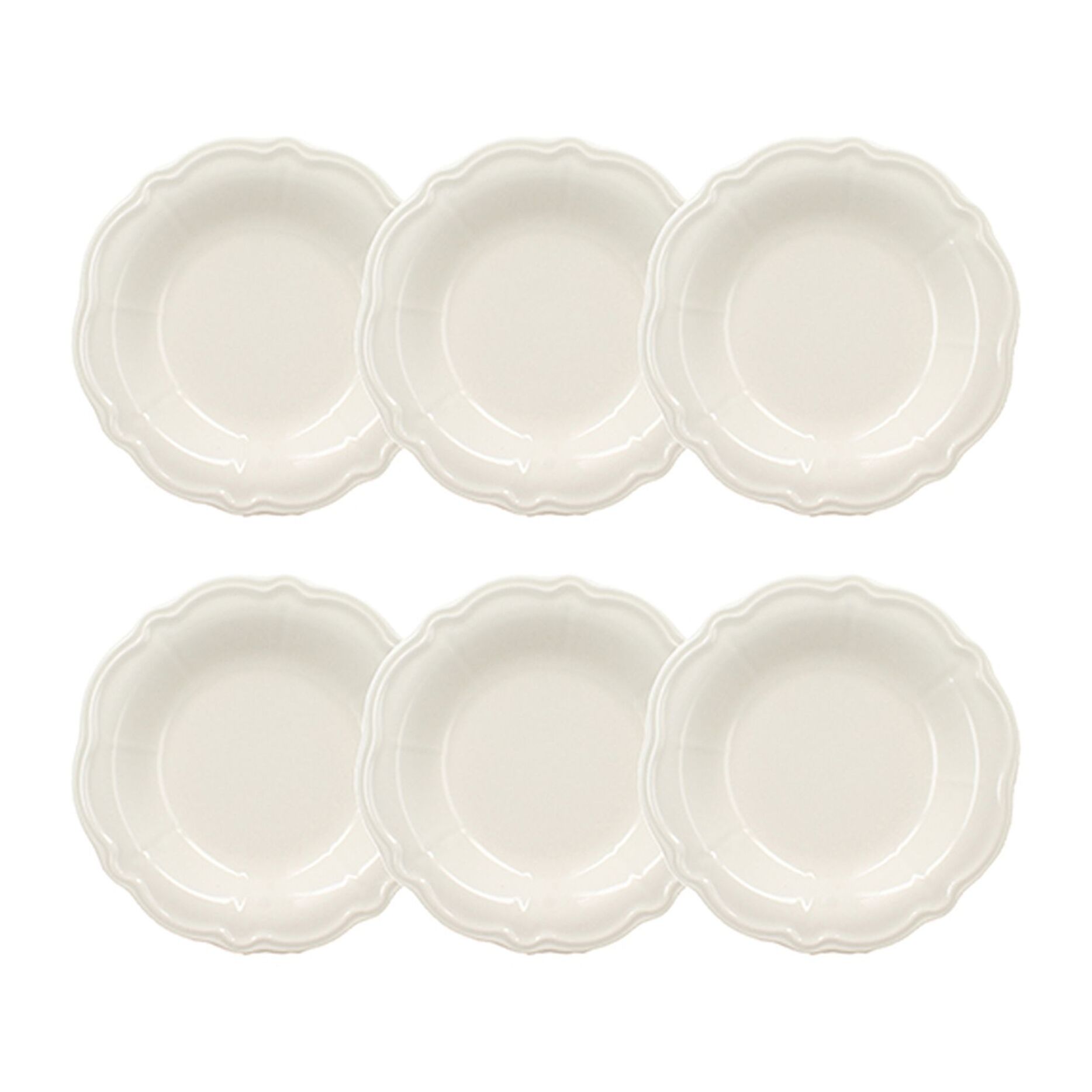 Lot de 6 assiettes creuses en grès blanc 22cm CHARLOTTE