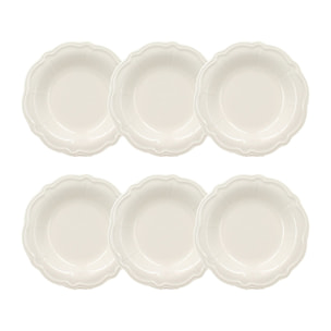 Lot de 6 assiettes creuses en grès blanc 22cm CHARLOTTE