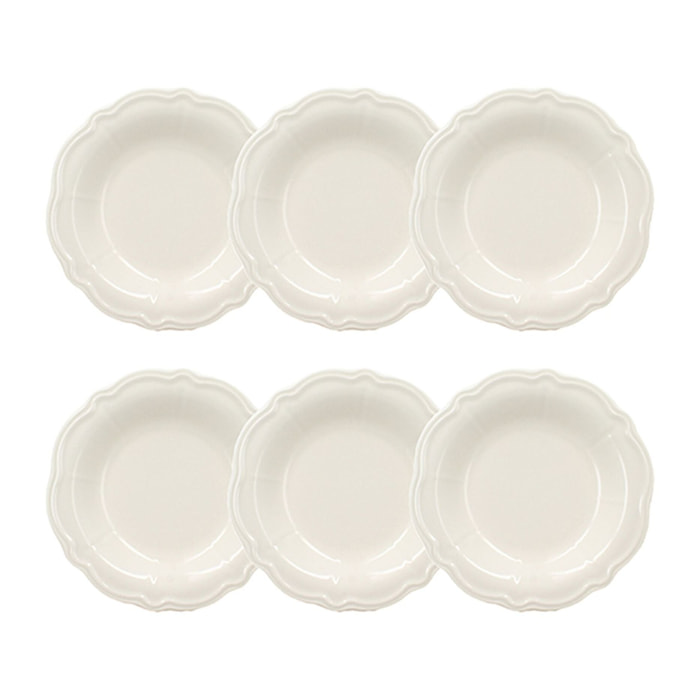 Lot de 6 assiettes creuses en grès blanc 22cm CHARLOTTE