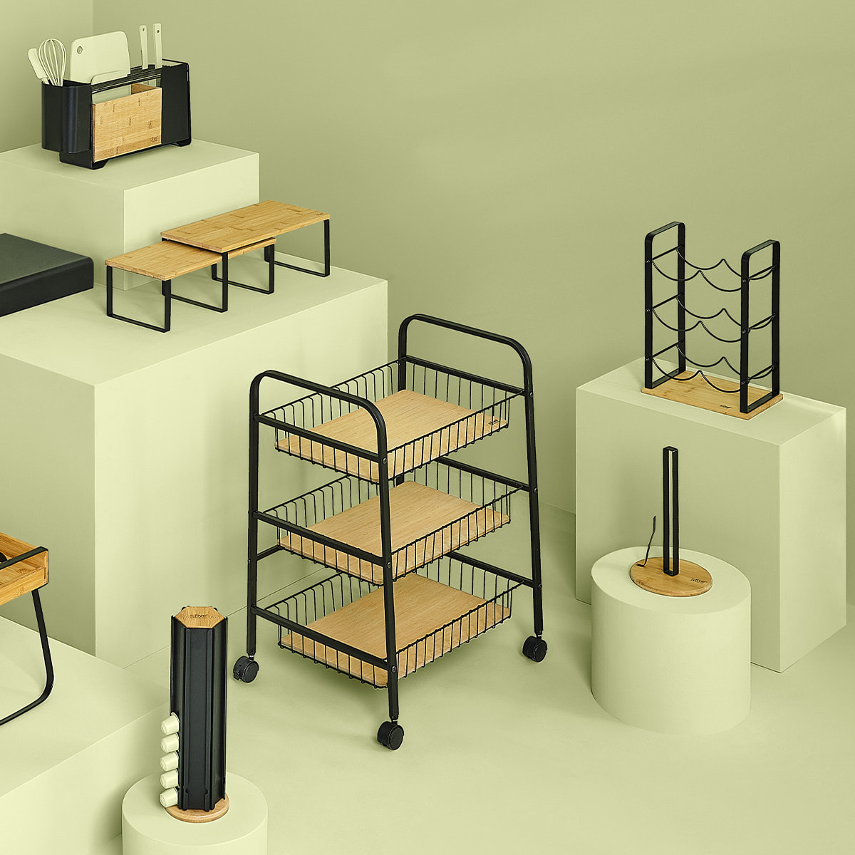 2 étagères gigognes "Nera" en bambou