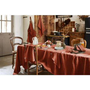 Nappe de table ''Soline'' Lin lavé - Couleur: Soline Paprika