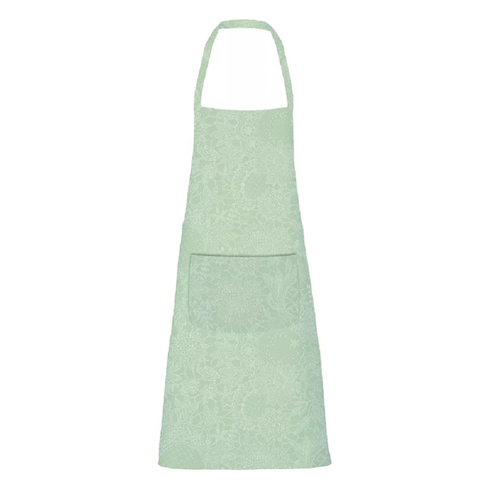 Tablier pur coton enduit motif jacquard vert Mille guipures jade