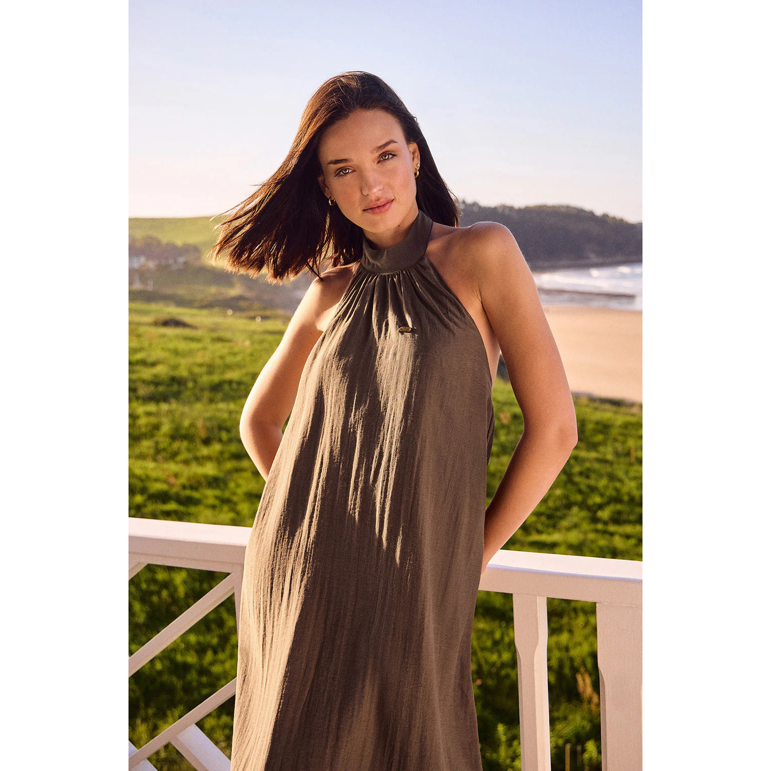 Vestido Valay color moca con detalles Polo Club