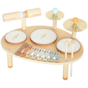 Table d'activités musicales bébé en bois ensemble de percussions 4 en 1